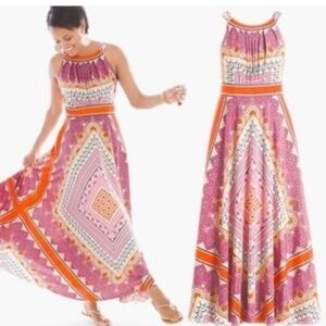 Eliza J halter neck purple orange handkerchief dress